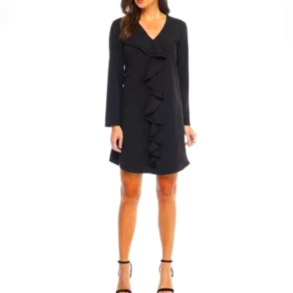 Grey & Gray Ruffle Front Dress